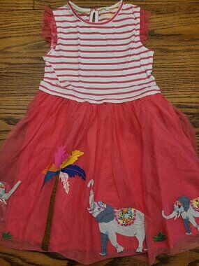 New With Tags Mini Boden ponk elephant tulle dress - 7-8 - Girls Summer.